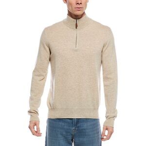 Mette Mens  Cashmere 1/4-Zip Mock Neck Sweater, Beige